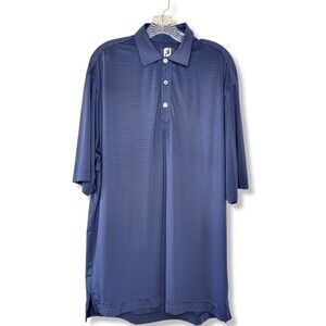 FootJoy Blue & Black Striped Mens Short Sleeve Polo Golf Shirt Size Large